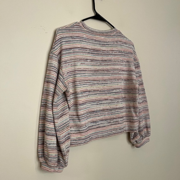 Madewell Rainbow Stripe Long Bubble Sleeve Cropped Top Size S - Picture 12 of 13